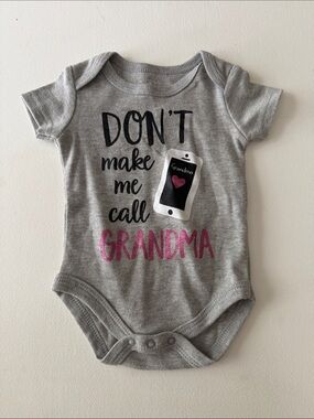 BWA - Gray Baby Bodysuit with Pink 'Grandma' Graphic